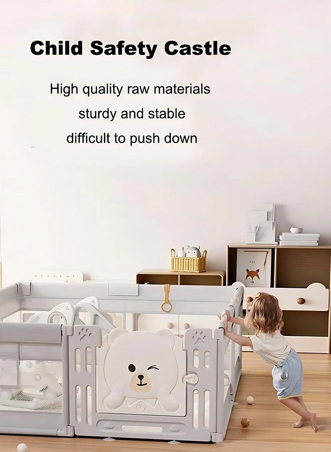 Vixplorn Baby playpen, cute and charming playpen, home safety playpen, suitable for infants and toddlers, extra large baby playpen, 180*200 cm, indoor and outdoor baby playpen, breathable mesh playpen, fall-proof playpen, safe playpen, suitable for toddlers. - Image 4