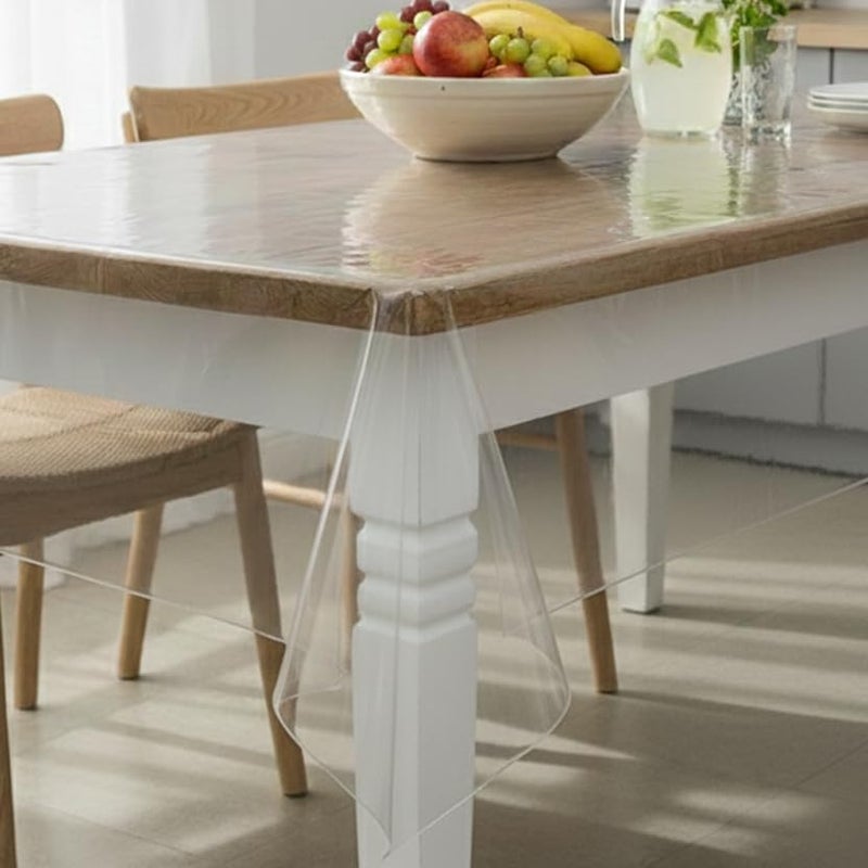 STITCHNEST PVC Transparent 6 Seater Dining Table Cover Without Lace, (54x78 Inches) - Image 1