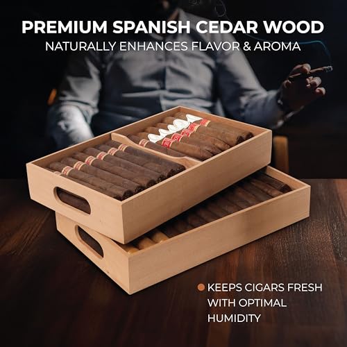 Mantello Cigars Spanish Cedar Cigar Tray - Adjustable Divider, Fits Large Humidors, for Humidor or Walk-in Closet 12.5" x 7.5"x 2.25" (2) - Image 4