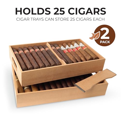 Mantello Cigars Spanish Cedar Cigar Tray - Adjustable Divider, Fits Large Humidors, for Humidor or Walk-in Closet 12.5" x 7.5"x 2.25" (2) - Image 2