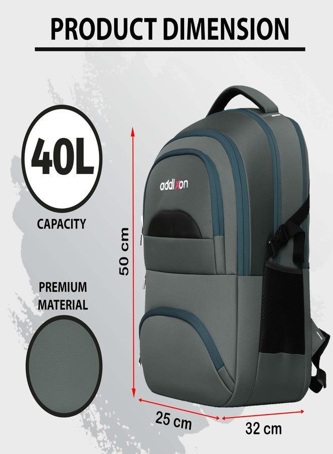addixon Large 40 L Laptop Backpack with Multiple Compartments & 18-Inch Laptop Sleeve (Dark Grey) (Storm Grey) - Image 2