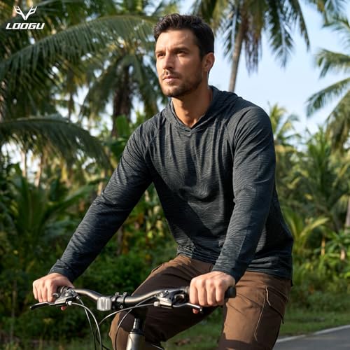 LOOGU Men's UPF 50+ Sun Protection Hoodie Shirt Long Sleeve Lightweight, Rash Guard SPF T-Shirts for Fishing Hiking - Image 3