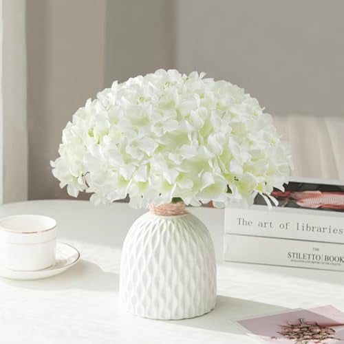 Cherica White Hydrangea Artificial Flowers Bulk 30 Pcs Faux Hydrangea Flowers Heads Artificial Fake Silk Hydrangea Flowers with Stems White Flowers Artificial for Decoration Wedding Dcor - Image 3