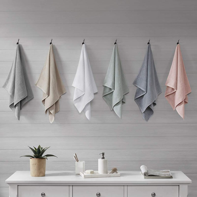 Madison Park Spa Waffle 100% Cotton Luxurious Towel Set, Premium Texture Waffle Weave, Highly Absorbent, Quick Dry, Hotel & Spa Quality Wash Clothes for Bathroom, Assorted Sizes, Grey 6 Piece - Image 4