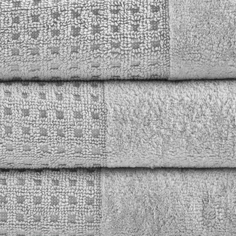 Madison Park Spa Waffle 100% Cotton Luxurious Towel Set, Premium Texture Waffle Weave, Highly Absorbent, Quick Dry, Hotel & Spa Quality Wash Clothes for Bathroom, Assorted Sizes, Grey 6 Piece - Image 3