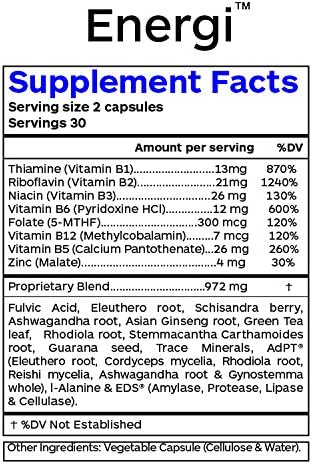 Professional Botanicals Energi  Vegan Adaptogen Boost for Mental Clarity Energy and Stress Support  60 Vegetarian Capsules - Image 2