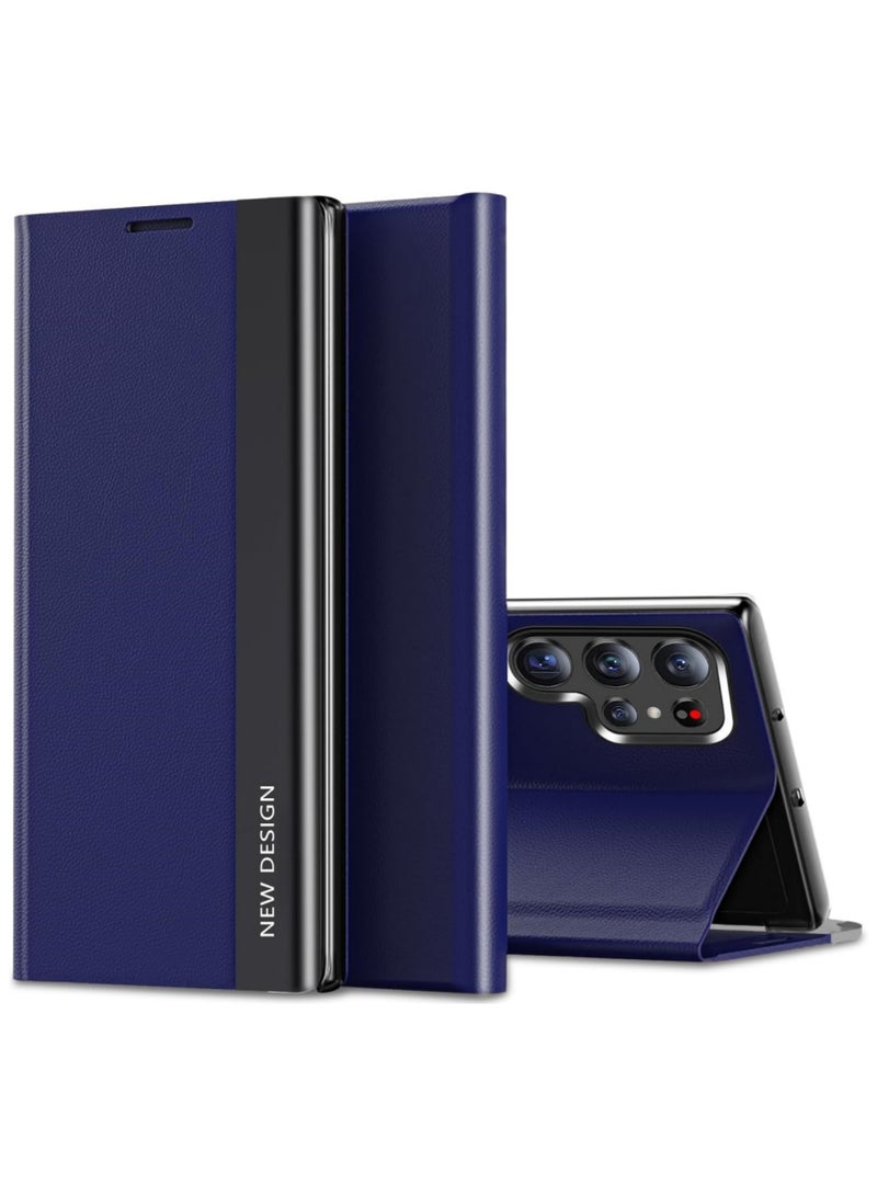 أداندو حافظة قابلة للطي لهاتف سامسونج جالاكسي S26 الترا، غطاء قلاب رفيع من جلد البولي يوريثان مع مسند، حافظة هاتف نحيفة واقية لكامل الجسم لهاتف سامسونج S26 الترا (أزرق) - Image 1