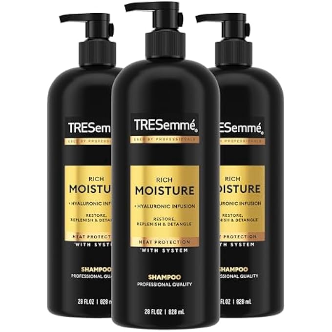 Tresemme SHAMPOO FOR DRY HAIR MOISTURE RICH PROFESSIONAL QUALITY SALON HEALTHY LOOK AND SHINE MOISTURE RICH FORMULATED WITH VITAMIN E AND BIOTIN 28 OZ 3 COUNT, 28 FL OZ (PACK OF 3) - Image 2