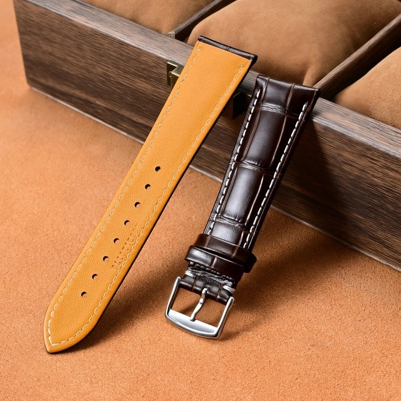 Bluejw Logo Surface Bamboo Pattern Leather Strap for Longines – Replace 14mm 15mm 20mm Full Grain Cowhide Watch Band - Image 5