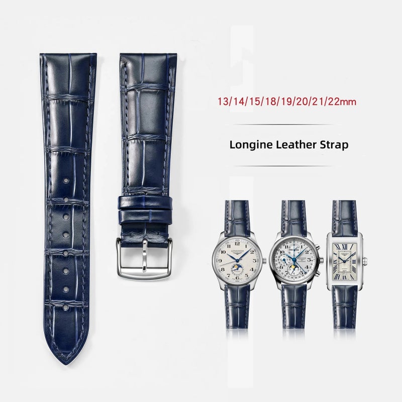 Bluejw Logo Surface Bamboo Pattern Leather Strap for Longines – Replace 14mm 15mm 20mm Full Grain Cowhide Watch Band - Image 1