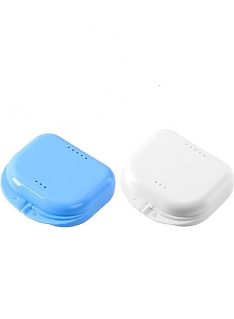 Braces Storage2 Piece  Box Orthodontic Retainer Bracket Box Portable Denture Storage Box Blue+White - Image 1