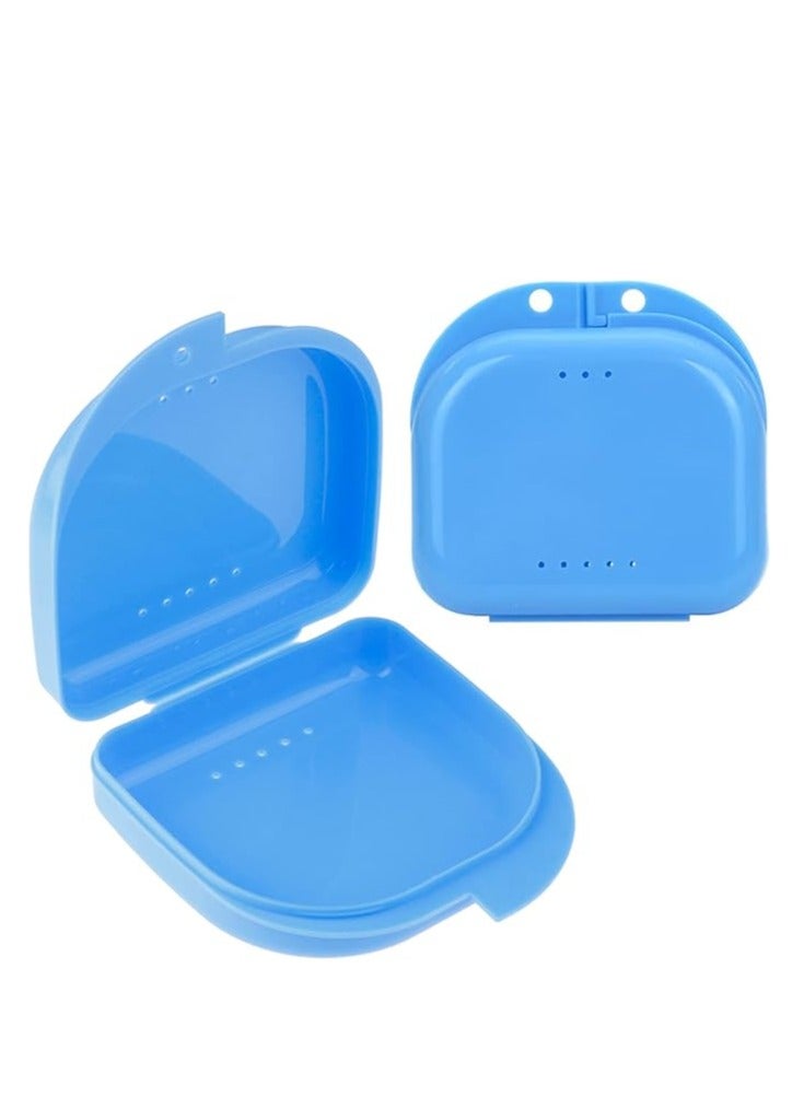 Braces Storage2 Piece  Box Orthodontic Retainer Bracket Box Portable Denture Storage Box Blue+White - Image 2