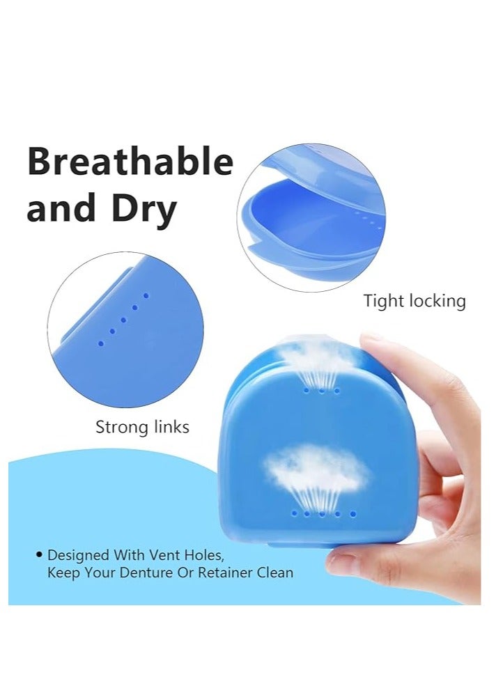 Braces Storage2 Piece  Box Orthodontic Retainer Bracket Box Portable Denture Storage Box Blue+White - Image 3