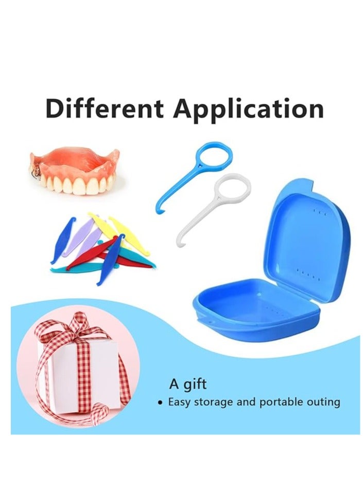Braces Storage2 Piece  Box Orthodontic Retainer Bracket Box Portable Denture Storage Box Blue+White - Image 4