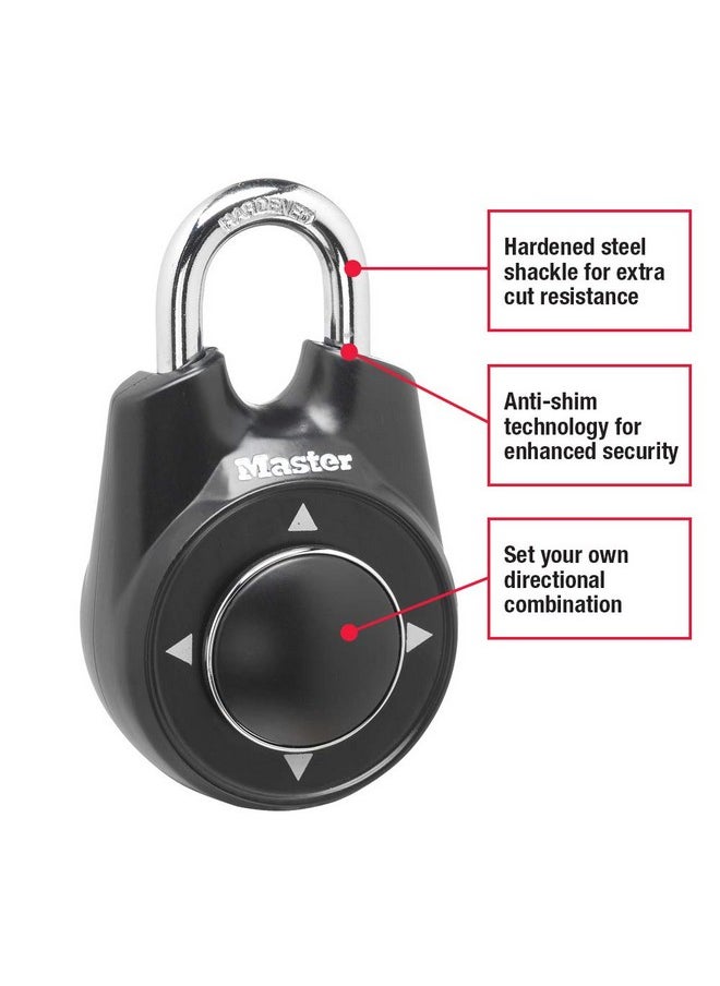 Master Lock Master Lock Locker Lock 1500iD Set Your Own Directional Combination Padlock, 1 Pack, Black  - Image 1