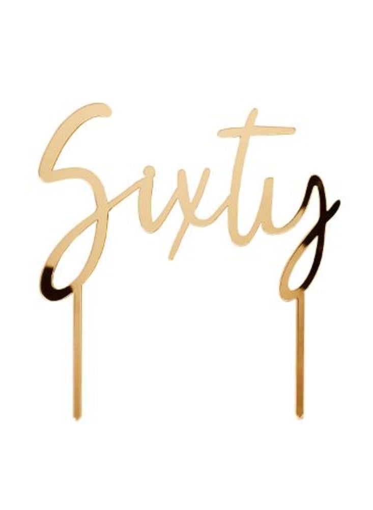 Hootyballoo Gold 'Sixty' Acrylic Cake Topper