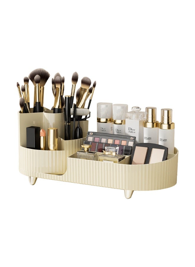 Large Capacity Makeup Holder with Dividers, Brush Holder, 360° Rotating Cosmetic Storage Box with Dividers, for Vanity Decor,Bathroom Countertops,Desk Storage Container,Cosmetic Display cases - Image 1