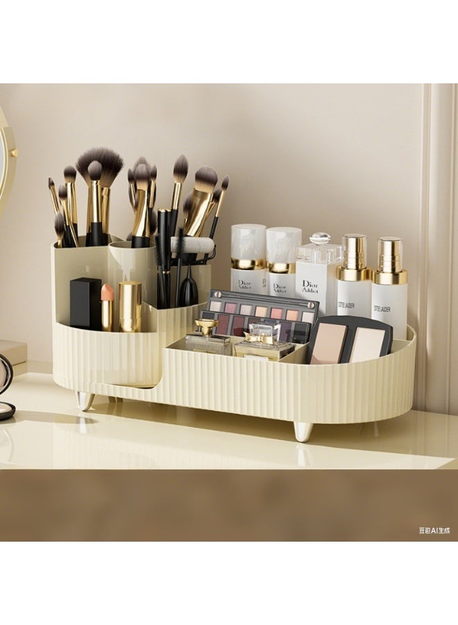 Large Capacity Makeup Holder with Dividers, Brush Holder, 360° Rotating Cosmetic Storage Box with Dividers, for Vanity Decor,Bathroom Countertops,Desk Storage Container,Cosmetic Display cases - Image 3