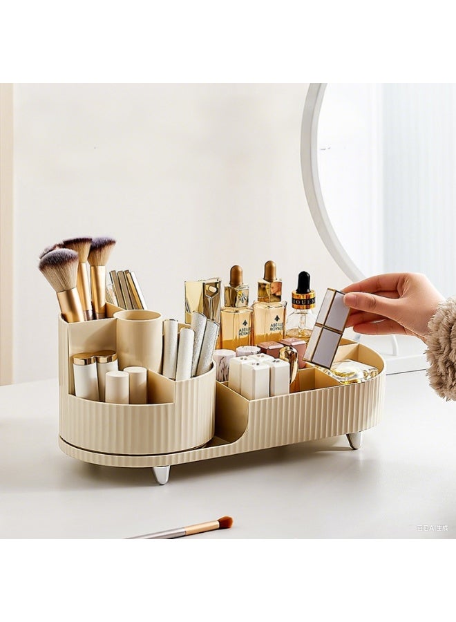 Large Capacity Makeup Holder with Dividers, Brush Holder, 360° Rotating Cosmetic Storage Box with Dividers, for Vanity Decor,Bathroom Countertops,Desk Storage Container,Cosmetic Display cases - Image 4