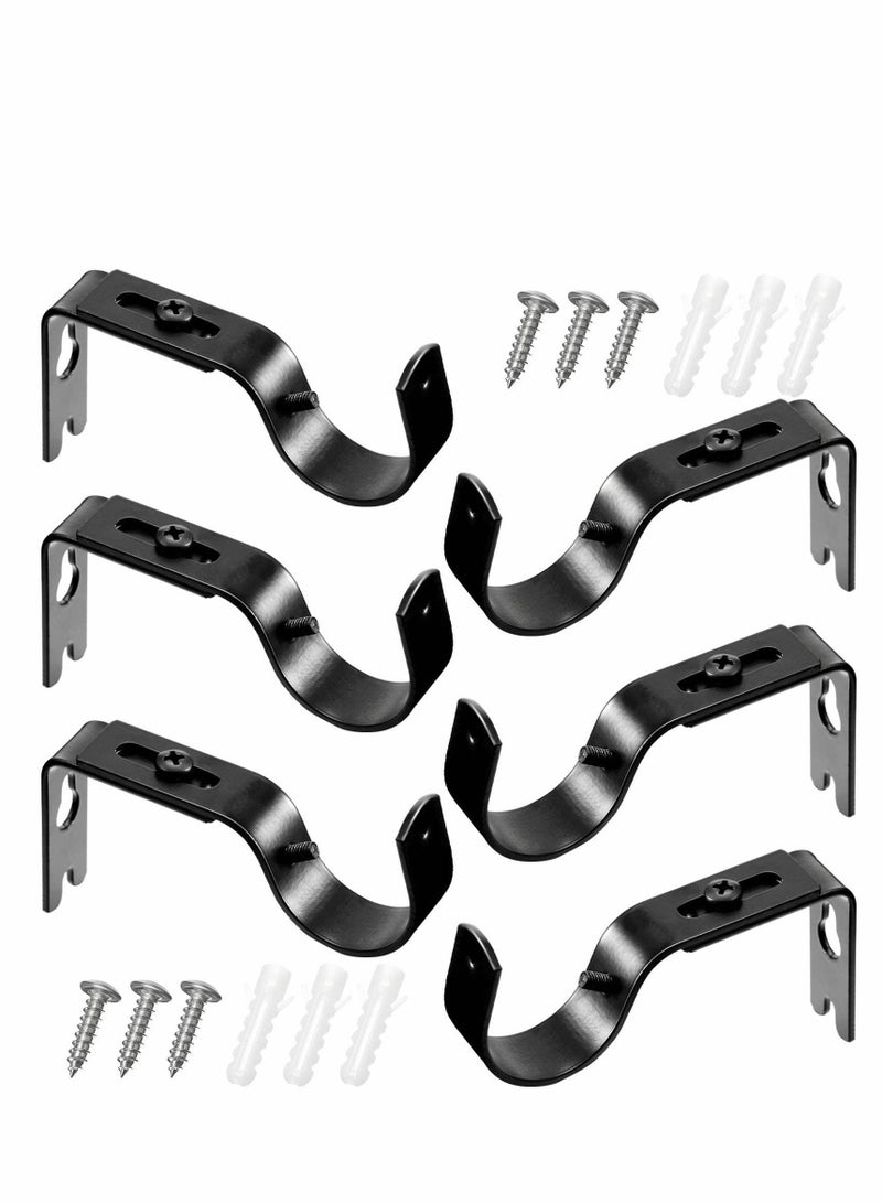 Curtain Rod Brackets General Adjustable Holder Wall Bracket Hooks Outside Mounted Blinds with Screws for 1 Inch Diameter Black - Image 2