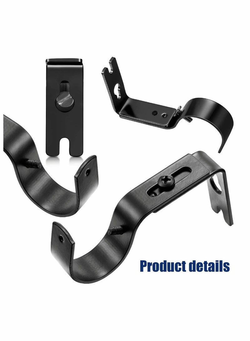 Curtain Rod Brackets General Adjustable Holder Wall Bracket Hooks Outside Mounted Blinds with Screws for 1 Inch Diameter Black - Image 4