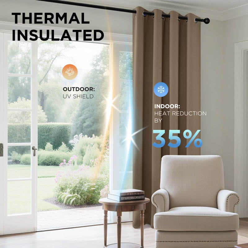 Joydeco Blackout Curtains 84 Inch Length 2 Panels Set, Thermal Insulated Long Curtains& Drapes 2 Burg, Room Darkening Grommet Drapes for Living Room Bedroom Window (W52 x L84 Inch, Khaki) - Image 4