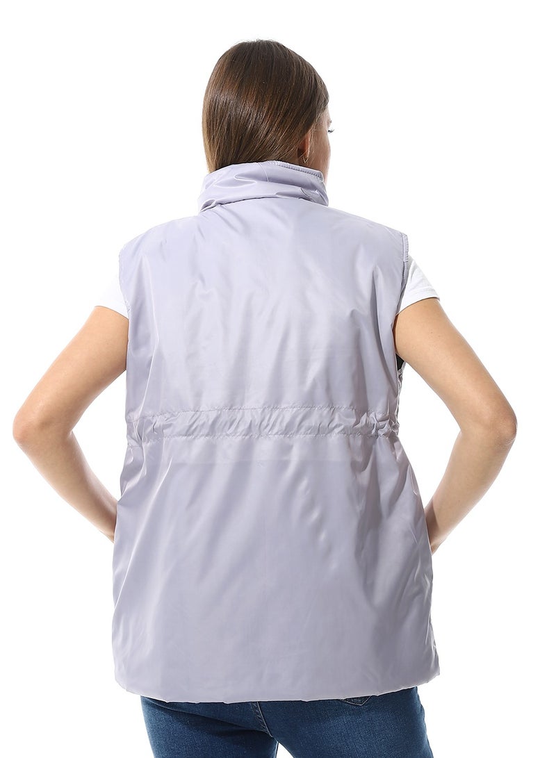 Andora Sleeveless Adjustable Waist Padded Vest_ Light Grey - Image 3
