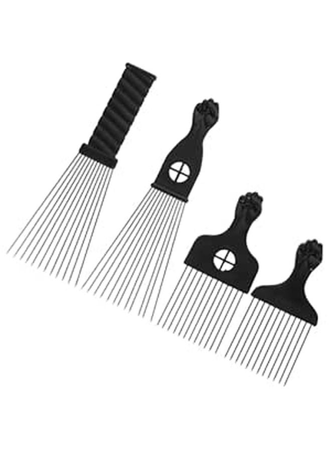 Stainless Steel Detangling Hair Pick Comb Set For Curly Hair Styling And Lift Tool - Image 1