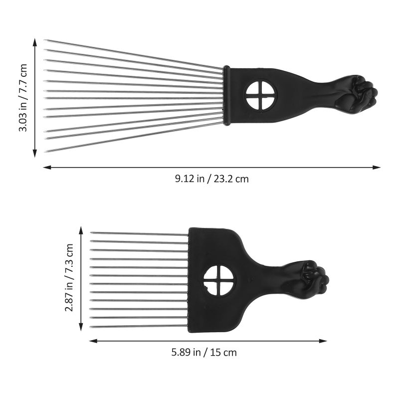 Stainless Steel Detangling Hair Pick Comb Set For Curly Hair Styling And Lift Tool - Image 3