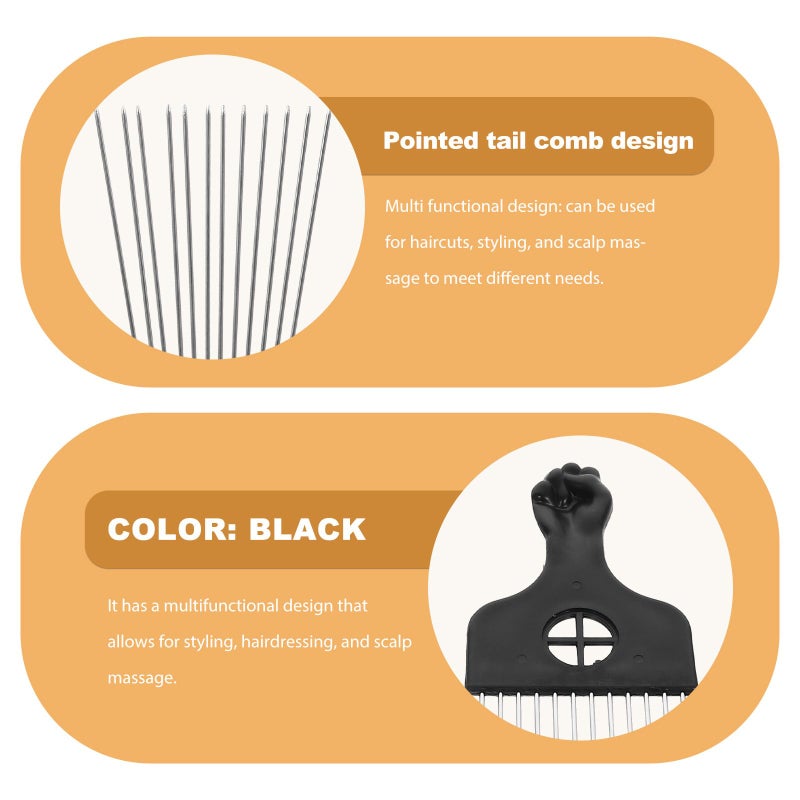 Stainless Steel Detangling Hair Pick Comb Set For Curly Hair Styling And Lift Tool - Image 4
