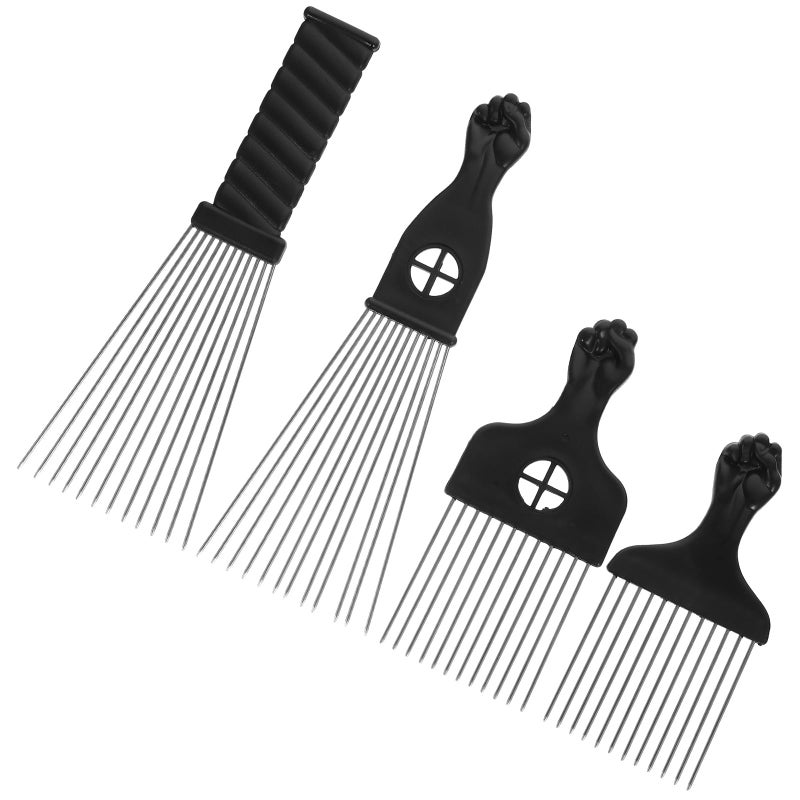 Stainless Steel Detangling Hair Pick Comb Set For Curly Hair Styling And Lift Tool - Image 2