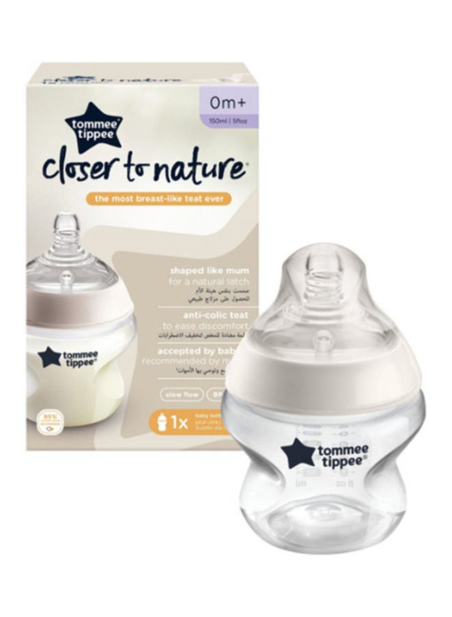 tommee tippee 1 Piece Closer to Nature Feeding Bottle, 0M+ 150ml - Clear - Image 2