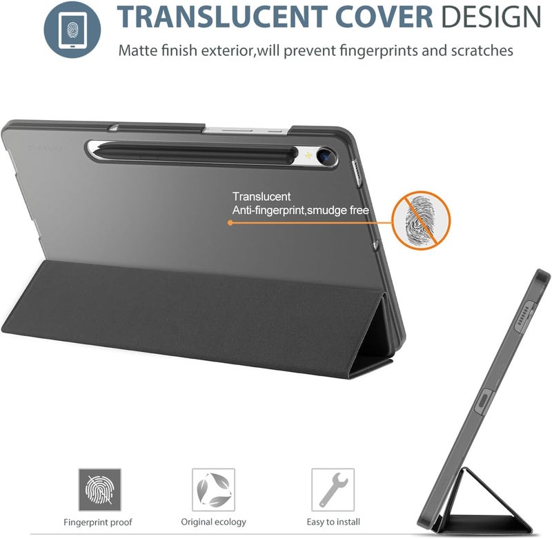 Procases Smart Case For Galaxy Tab S10 Fe S9 5G/Wifi 10.9" 2025 2023 Sm-X520 X510 X516 X518, Slim Stand Tri-Fold Hard Shell Protective Tablet Cover Support S Pen Charging/Auto Wake/Sleep -Black - Image 3