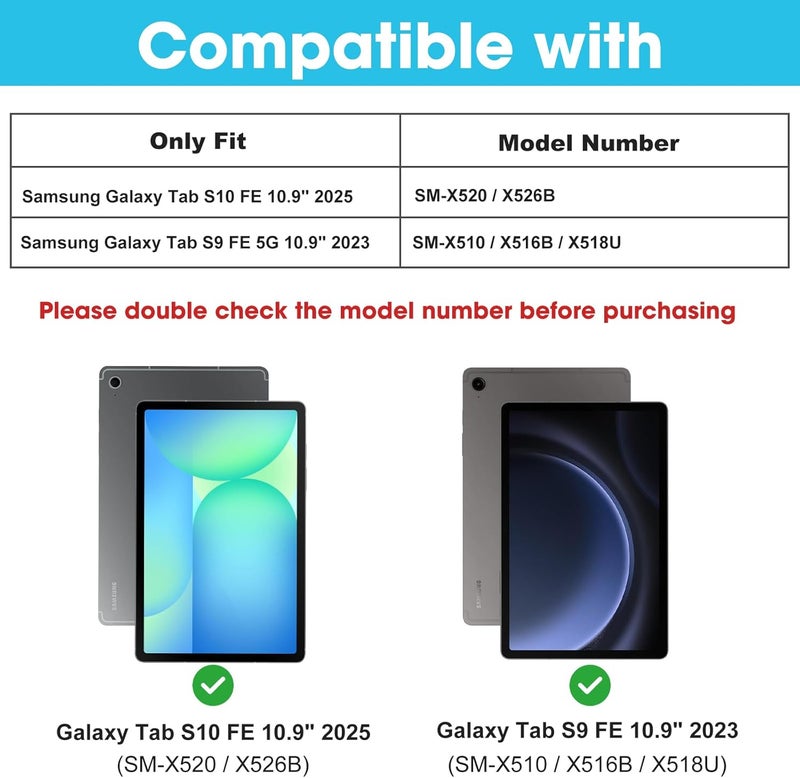 Procases Smart Case For Galaxy Tab S10 Fe S9 5G/Wifi 10.9" 2025 2023 Sm-X520 X510 X516 X518, Slim Stand Tri-Fold Hard Shell Protective Tablet Cover Support S Pen Charging/Auto Wake/Sleep -Black - Image 2