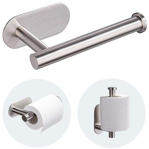 JOPOFI Toilet Paper Holder Self Adhesive Toilet Paper Holder Wall Mount for Bathroom SUS 304 Stainless Steel Command Strip Toilet Paper Roll Holder Stick On Wall No Drilling Brushed Nickel