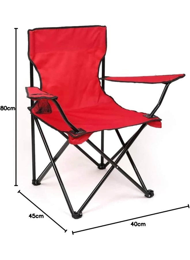 GO2CAMPS Alsaqer Foldable Camping Chair Heavy duty/Picnic chair/Out Door Hand Support with Cup Holder Carry Bag(Red)  - Image 3