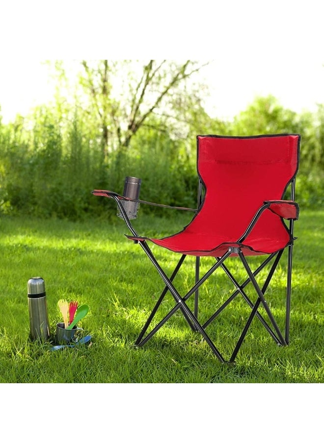 GO2CAMPS Alsaqer Foldable Camping Chair Heavy duty/Picnic chair/Out Door Hand Support with Cup Holder Carry Bag(Red)  - Image 4