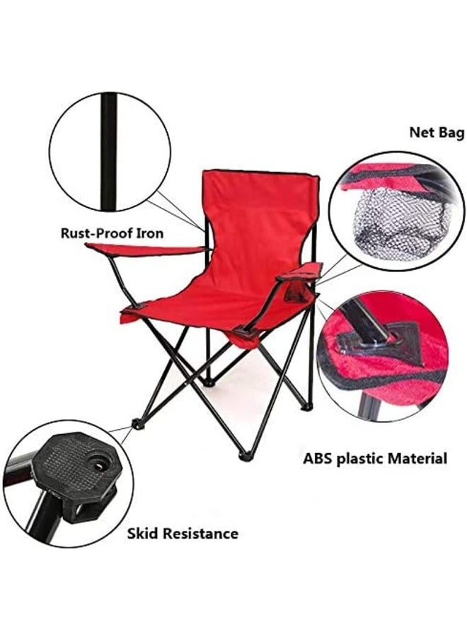 GO2CAMPS Alsaqer Foldable Camping Chair Heavy duty/Picnic chair/Out Door Hand Support with Cup Holder Carry Bag(Red)  - Image 5