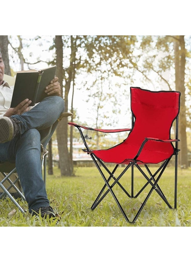 GO2CAMPS Alsaqer Foldable Camping Chair Heavy duty/Picnic chair/Out Door Hand Support with Cup Holder Carry Bag(Red)  - Image 2