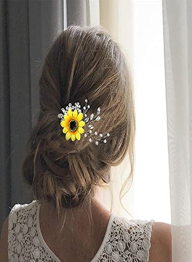 Unicra Bride Wedding Hair Comb Sunflower Bridal Side Comb Crystal Hair Accessories for Women and Girls (Silver) - Image 5