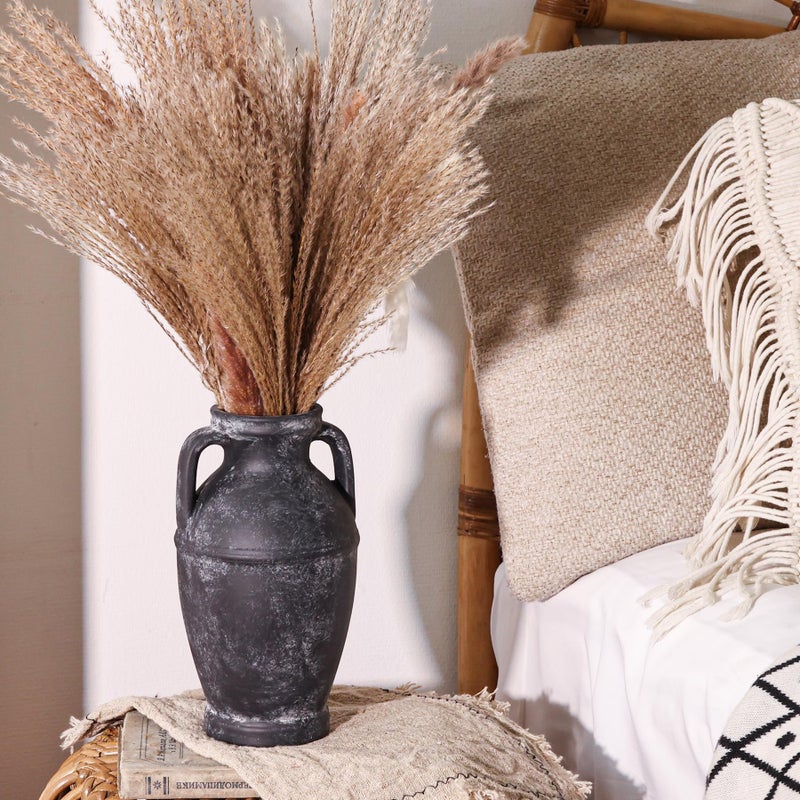 ComSaf Rustic Black Vase - Farmhouse Ceramic Flower Vases  Vintage Home Decoration Vase  Clay Vase  Vase Centerpiece for Table  Vase for Living Room  Bathroom  Shelf Decor  8.6 Inch  Black - Image 2