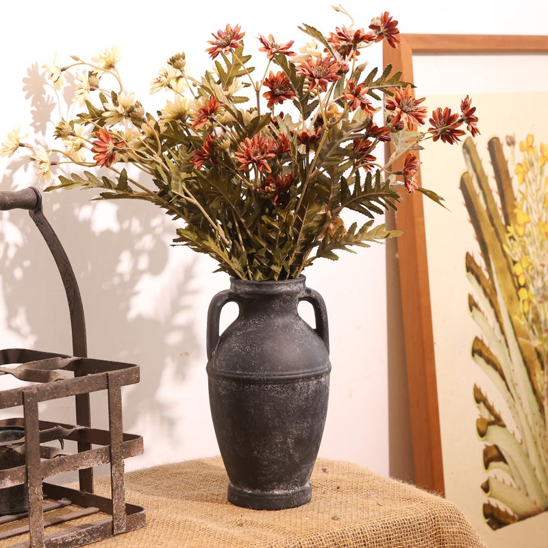 ComSaf Rustic Black Vase - Farmhouse Ceramic Flower Vases  Vintage Home Decoration Vase  Clay Vase  Vase Centerpiece for Table  Vase for Living Room  Bathroom  Shelf Decor  8.6 Inch  Black - Image 3