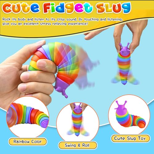 Dr.Kbder Sensory Toys for Autistic Kids Autism Squishy Fidget Toys Slug Quiet Fidgets Classroom Calm Down Travel Essential for Toddler Age 3 4 57 ADHD Stress Anxiety Easter Basket Stuffer for Toddler Boys - Image 5