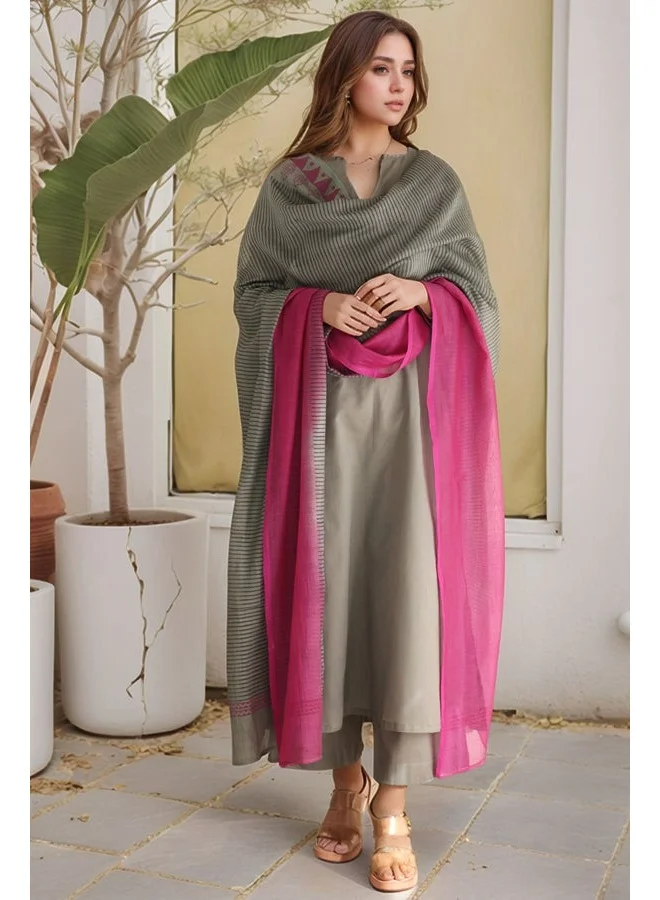 جو سريكي كورتا نسائية من حرير فيسكوز مستقيم مع بنطال ودوباتا (رمادي موغول-GS_L_Grey_Large)