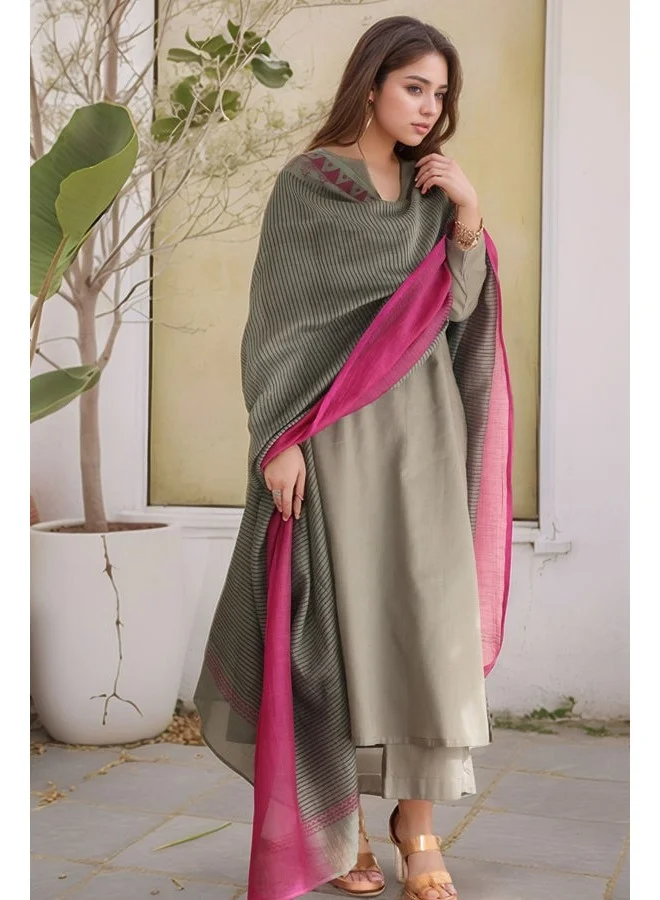 جو سريكي كورتا نسائية من حرير فيسكوز مستقيم مع بنطال ودوباتا (رمادي موغول-GS_L_Grey_Large)