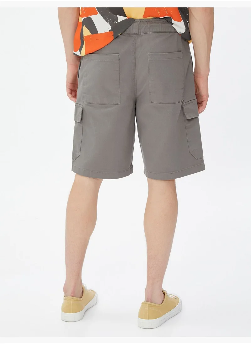 KOTON Basic Cargo Shorts Drawstring Pocket Detailed Cotton