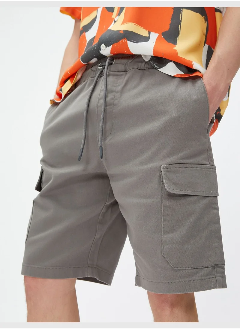 KOTON Basic Cargo Shorts Drawstring Pocket Detailed Cotton