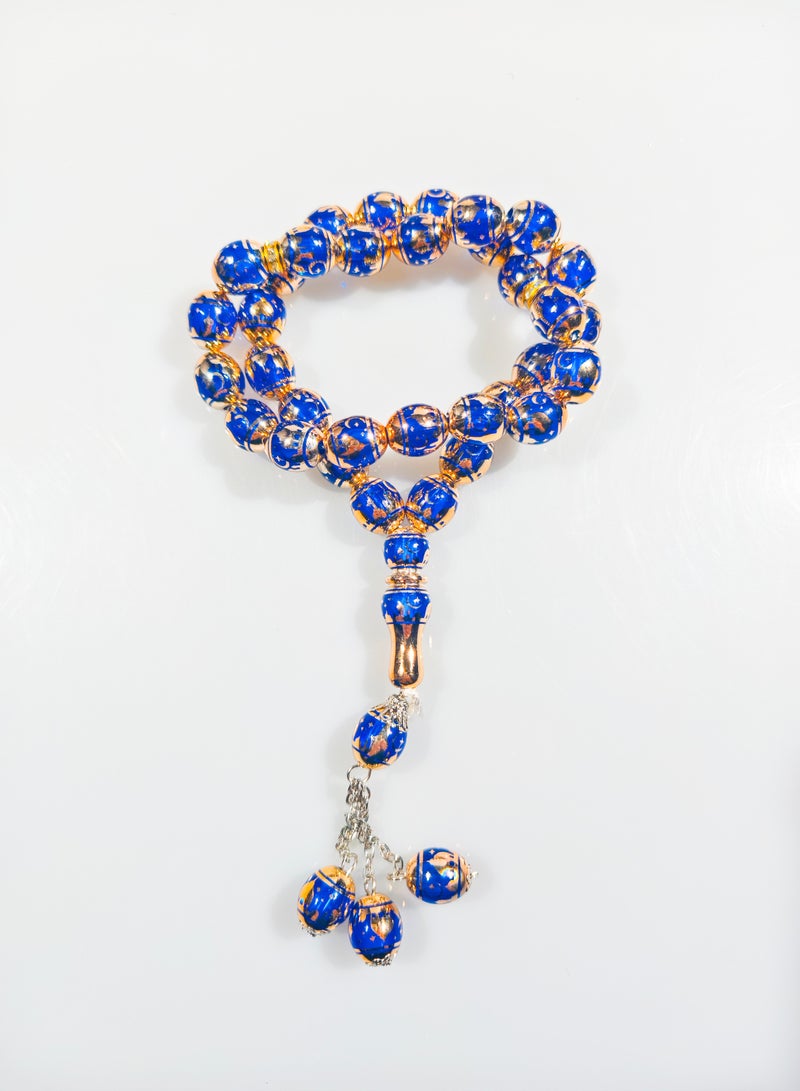 salaam-fashion 33 Beads 12mm Laser-Engraved Mosque Tasbih – Blue Islamic Prayer Beads for Ramadan, Hajj & Daily Worship – Elegant Gift Box Included  - Image 2
