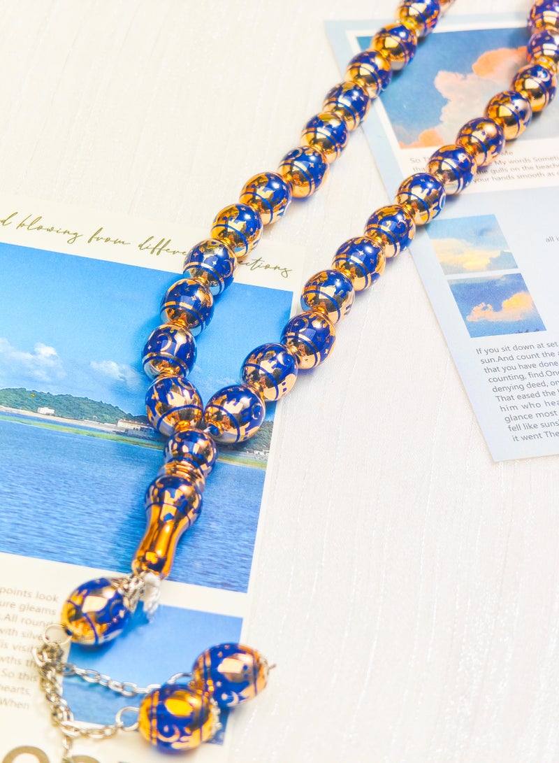 salaam-fashion 33 Beads 12mm Laser-Engraved Mosque Tasbih – Blue Islamic Prayer Beads for Ramadan, Hajj & Daily Worship – Elegant Gift Box Included  - Image 5