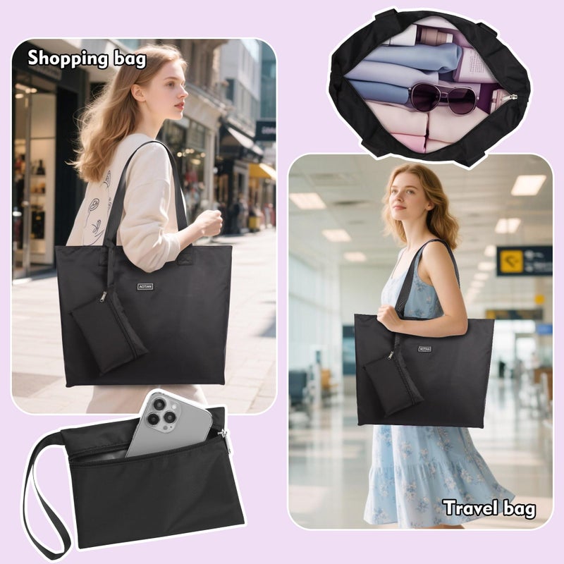 AOTIAN Heavy Duty 20 Liter Reusable Grocery Bags, Thickened Tear-Resistant Polyester Fabric Foldable Machine Washable Shopping Bags, Zipper Closure Water-Resistant Large Tote Bag Travel Gym Beach Bag - Image 5